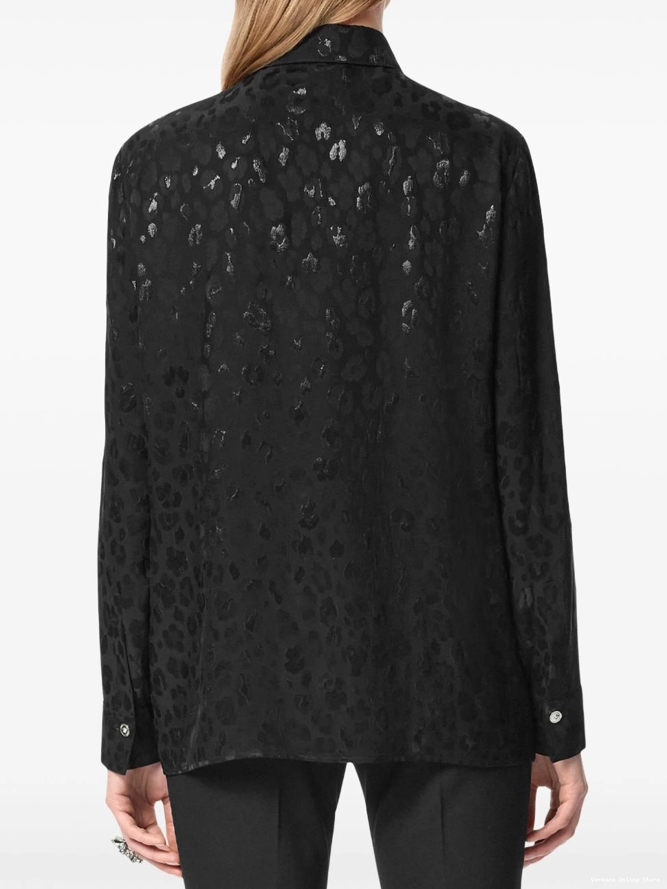 Cheap shirt Versace leopard-jacquard Women satin 0728